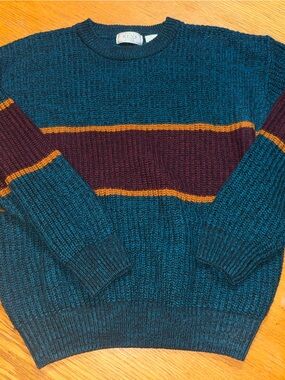 Sears Teal, Maroon & Gold Crewneck Sweater